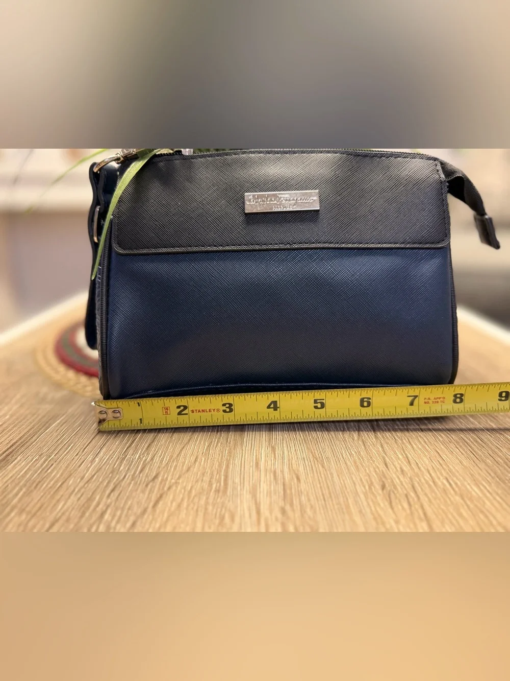 Salvatore Ferragamo x EVA Air Black & Navy Saffiano Wristlet Pouch Case